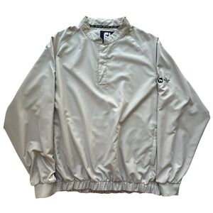 FootJoy Golf Windbreaker Pullover Mens Large Beige 1/4 Snap Jacket *Madison Club
